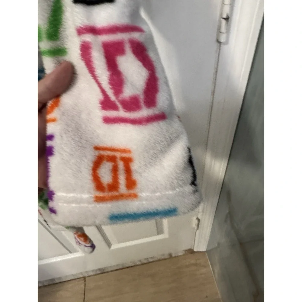 One Direction Girls Bathrobe White Multicolored Fleece Sz 10/12 1D 2013